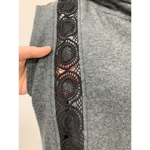 Fabletics Vest Womens M Medium Asymmetric Zip Lace Inserts Gray Hoodie Saige - Picture 4 of 14